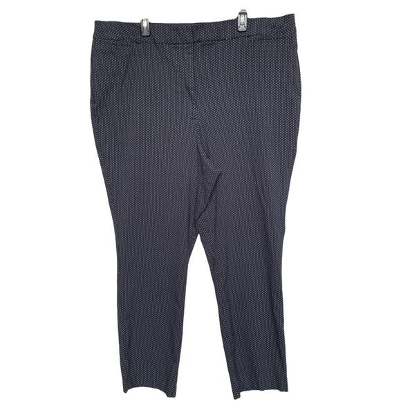 Lane Bryant Dress Pants Women Size 28R Blue‎ Polkadot Stretch Career - Picture 1 of 13